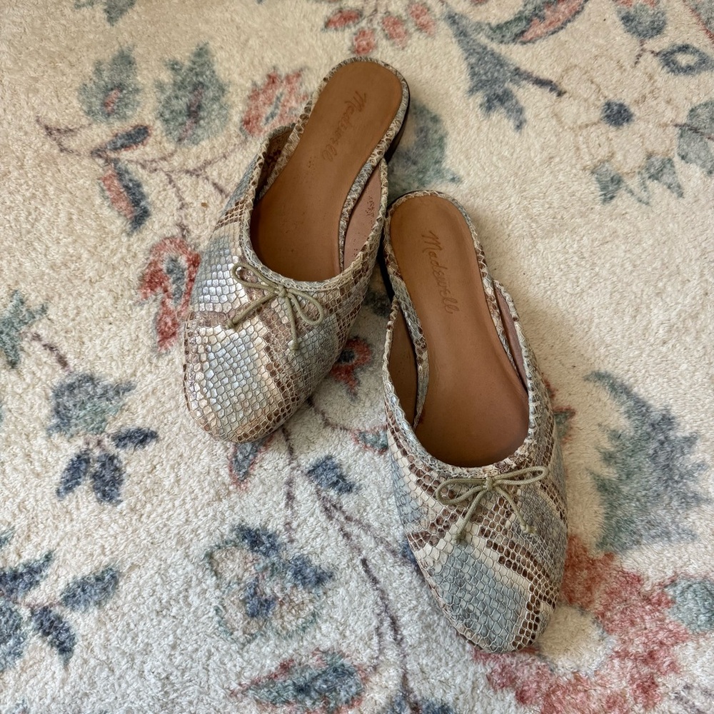Madewell Snakeskin Slip on Loafers